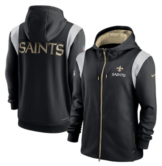 Men's New Orleans Saints Black Zipper Hoodie